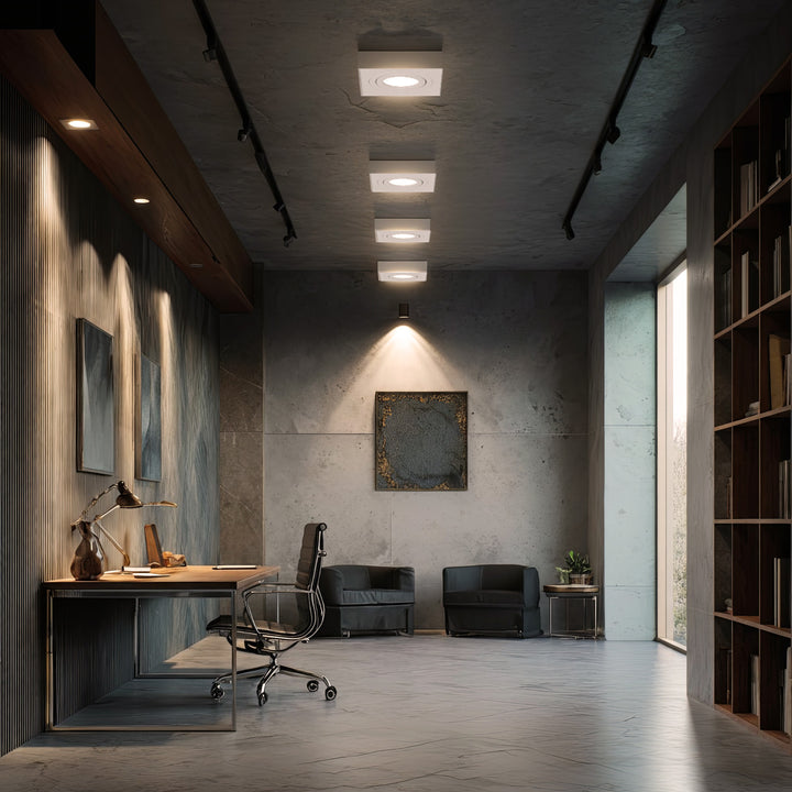 Punktowa oprawa sufitowa Maclean, dla źródeł światła MR16/GU10, kolor biały, 94x94x32mm, kwadratowa, alu, MCE464 W