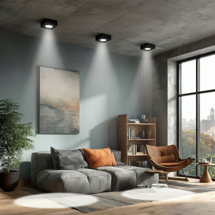 Punktowa oprawa sufitowa Maclean, dla źródeł światła MR16/GU10, kolor czarny, 94x94x32mm, kwadratowa, alu, MCE464 B