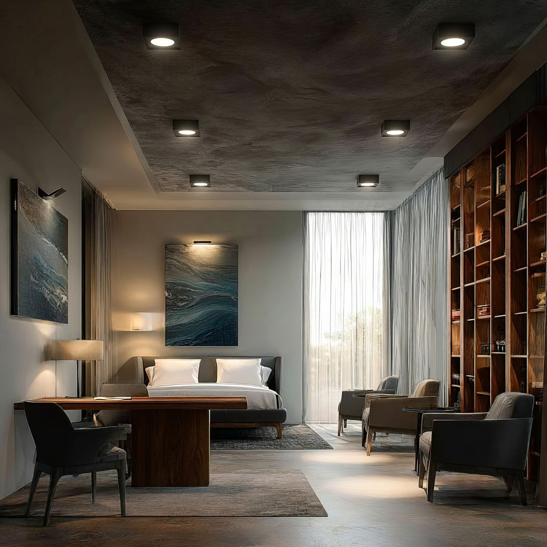 Punktowa oprawa sufitowa Maclean, dla źródeł światła MR16/GU10, kolor czarny, 94x94x32mm, kwadratowa, alu, MCE464 B