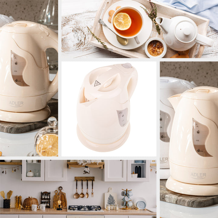 Czajnik bezprzewodowy Adler, 850W, 1L, beżowy, AD 08 b