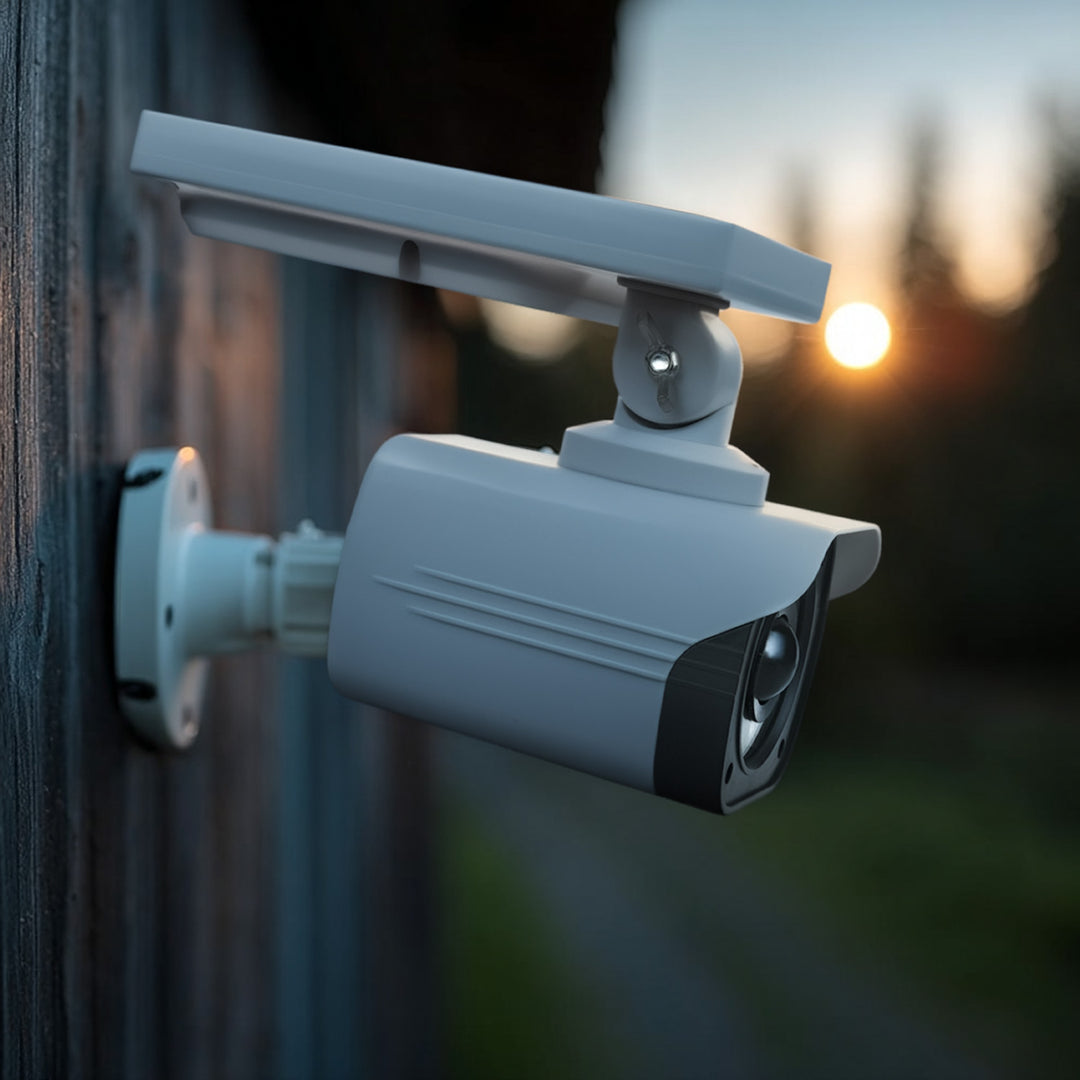 Solarna atrapa kamery, migająca dioda, czujnik ruchu, oświetlenie LED, naklejka gratis, SOL1800S