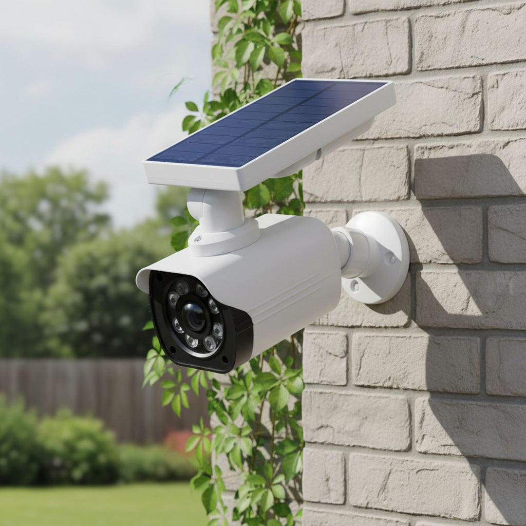 Solarna atrapa kamery, migająca dioda, czujnik ruchu, oświetlenie LED, naklejka gratis, SOL1800S