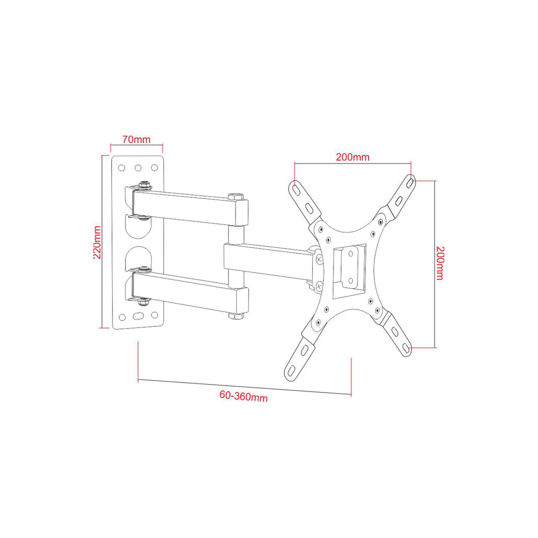 Uchwyt do telewizora ART, 17-42'', 25kg, czarny, VESA 200x200, AR-57A