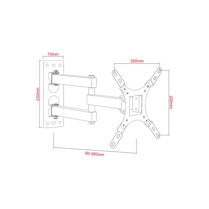 Uchwyt do telewizora ART, 17-42'', 25kg, czarny, VESA 200x200, AR-57A