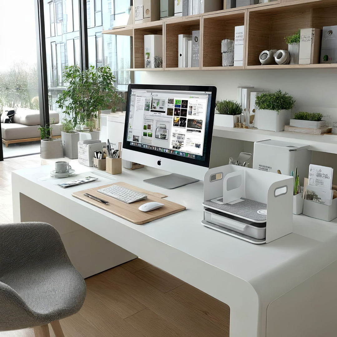 Organizer biurkowy z szufladą i ładowarką bezprzewodową Ergo Office, biały, max. 10kg, ER-441