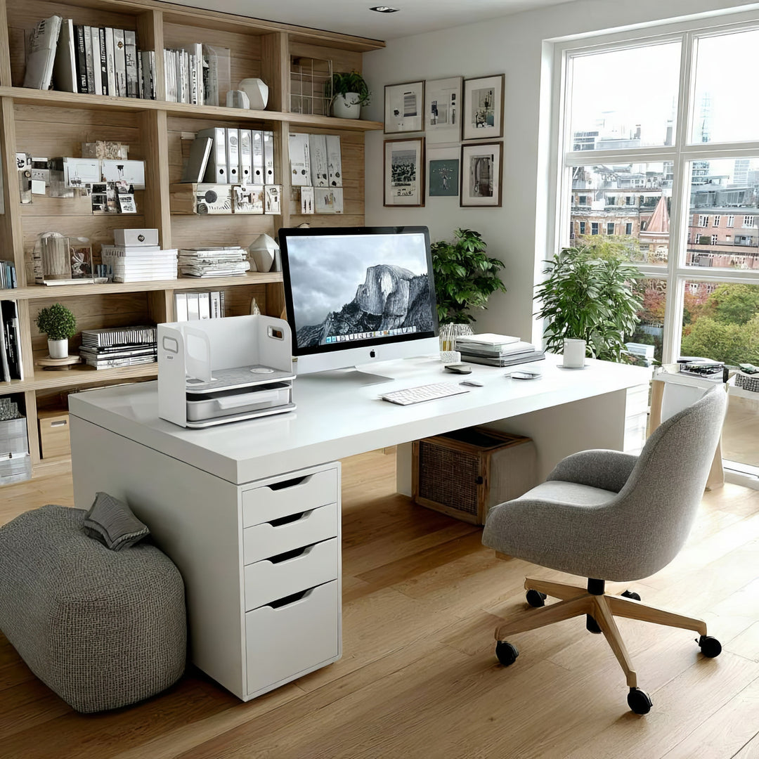 Organizer biurkowy z szufladą i ładowarką bezprzewodową Ergo Office, biały, max. 10kg, ER-441