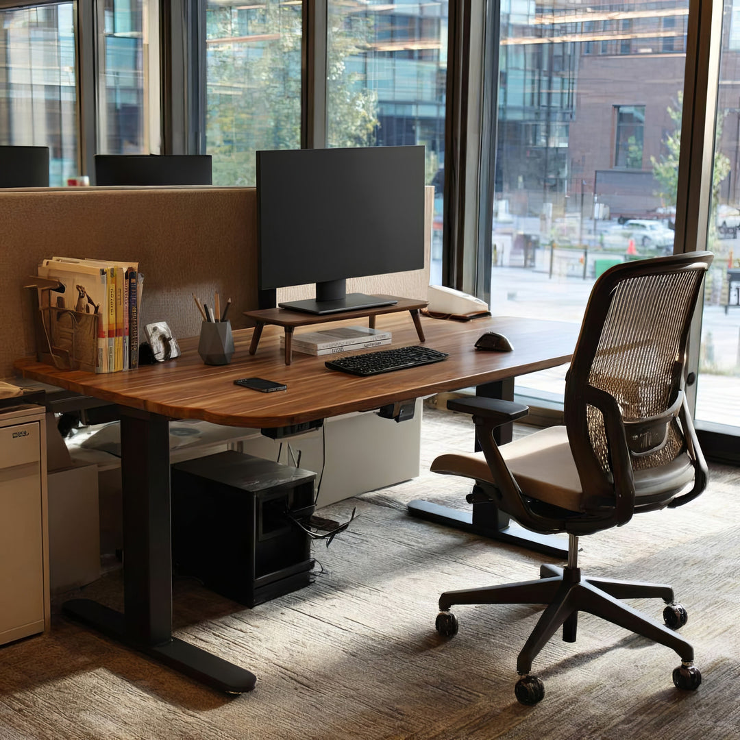 Drewniana podstawka pod monitor / laptop Maclean, (500x240x120mm), kolor czarny orzech, max. 20kg, MC-930