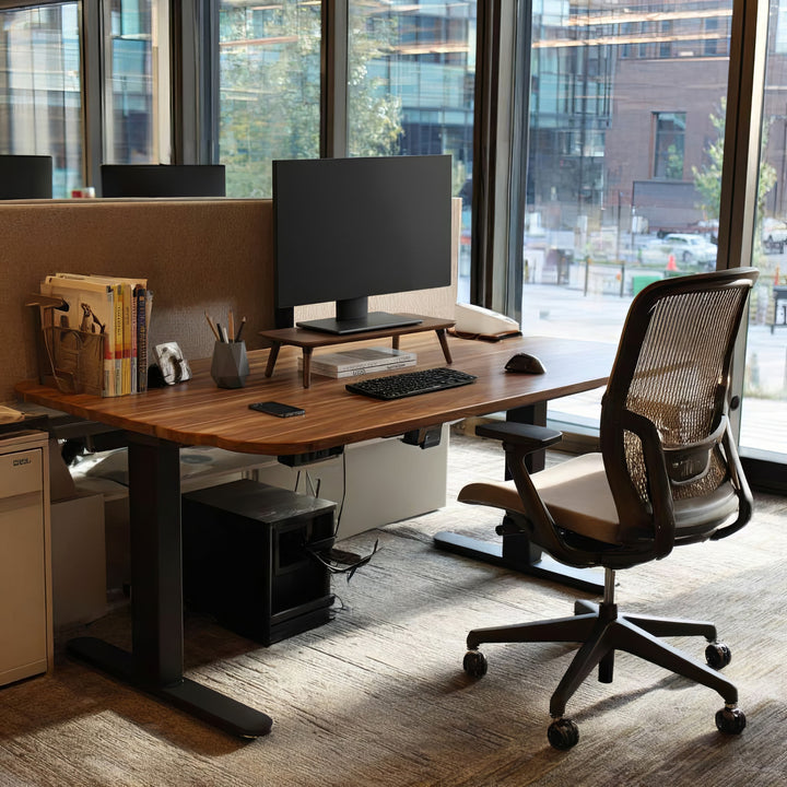 Drewniana podstawka pod monitor / laptop Maclean, (500x240x120mm), kolor czarny orzech, max. 20kg, MC-930