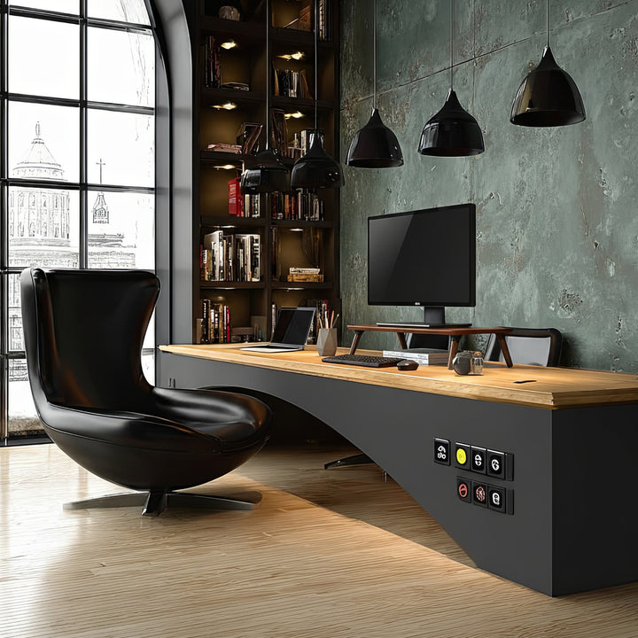 Drewniana podstawka pod monitor / laptop Maclean, (500x240x120mm), kolor czarny orzech, max. 20kg, MC-930