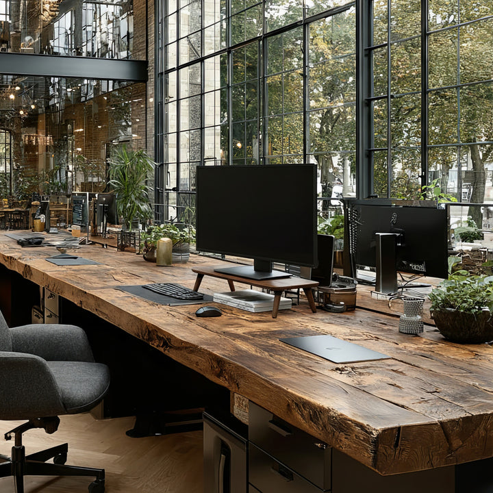 Drewniana podstawka pod monitor / laptop Maclean, (500x240x120mm), kolor czarny orzech, max. 20kg, MC-930