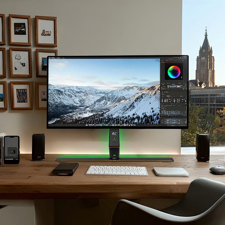 Uchwyt stojak gamingowy do monitora NanoRS, regulacja wysokości, RGB LED, 32-55", max VESA 400x400, max. 40kg, RS167