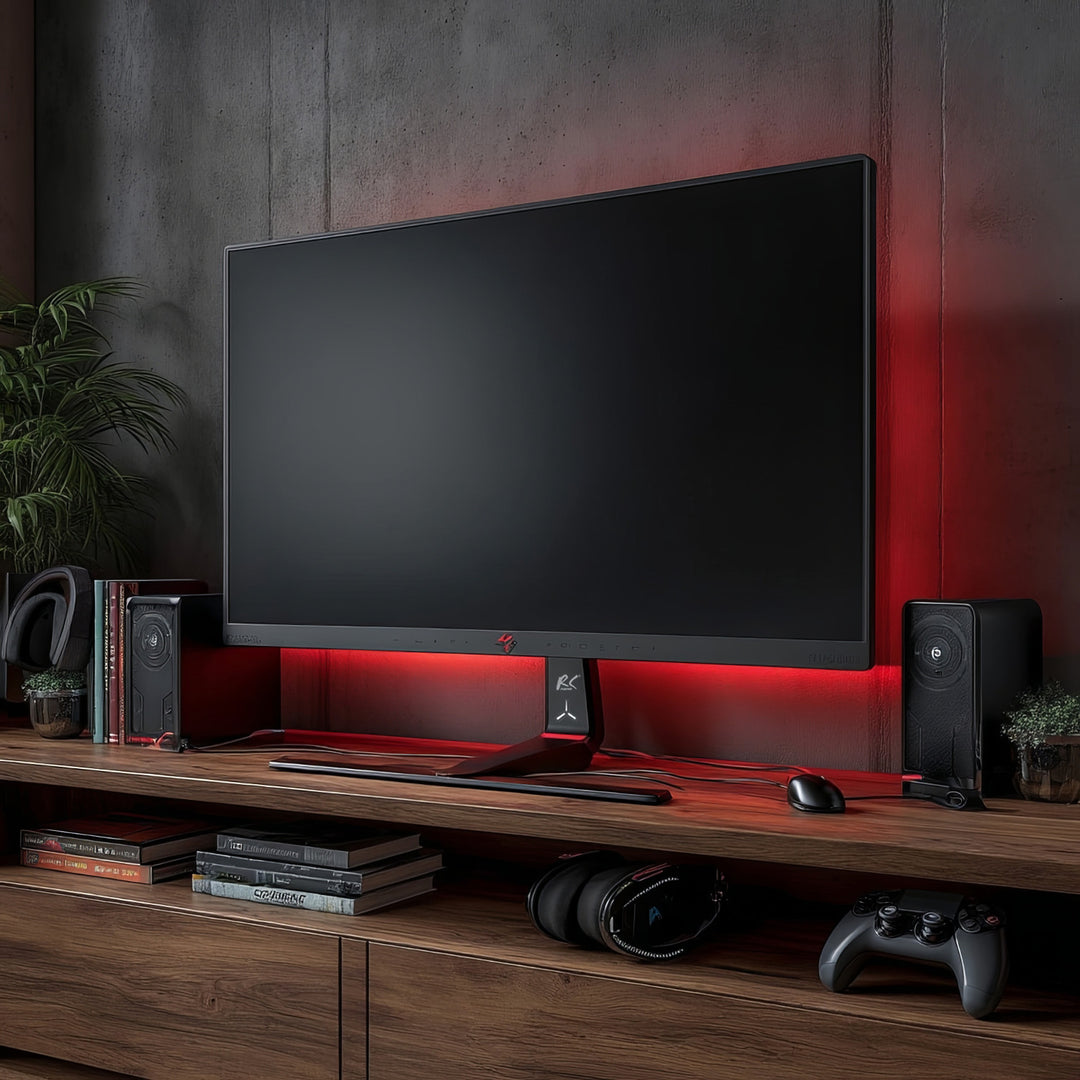 Uchwyt stojak gamingowy do monitora NanoRS, regulacja wysokości, RGB LED, 32-55", max VESA 400x400, max. 40kg, RS167