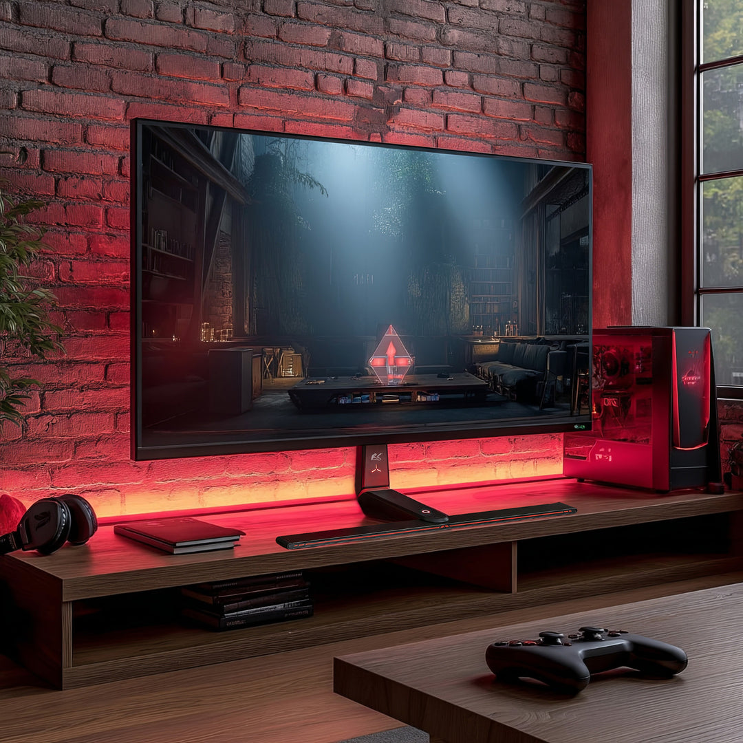 Uchwyt stojak gamingowy do monitora NanoRS, regulacja wysokości, RGB LED, 32-55", max VESA 400x400, max. 40kg, RS167