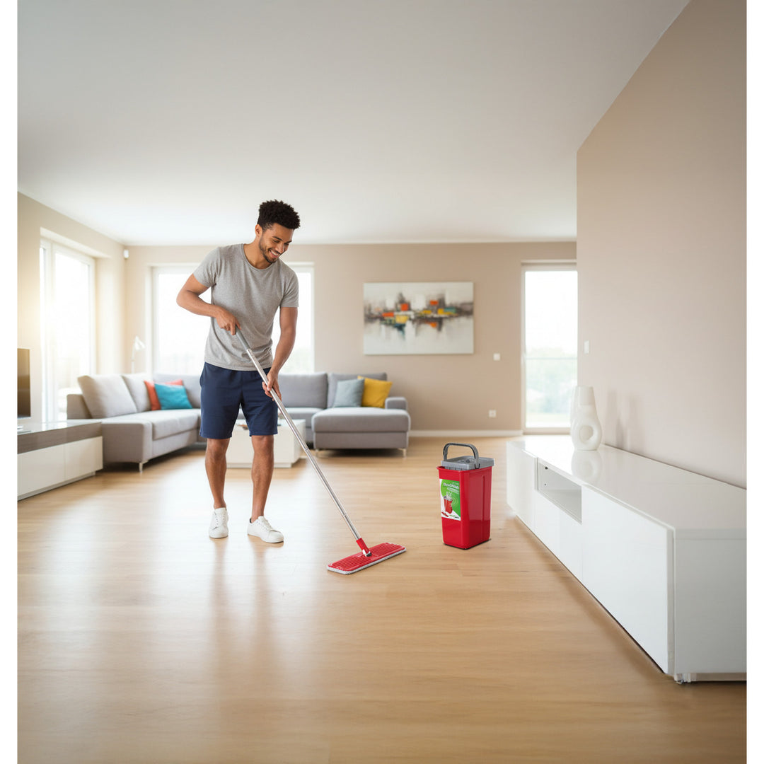 Mop płaski z wiadrem i wyciskaczem GreenBlue, dwa wkłady microfibra HQ, pojemność 5,7L, MaxiClean GB870