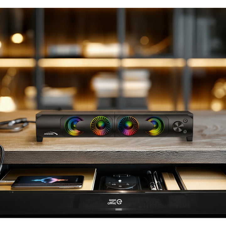 Głośniki komputerowe soundbar Audiocore 3Wx2, LED, USB 5v, wejście liniowe, AC955