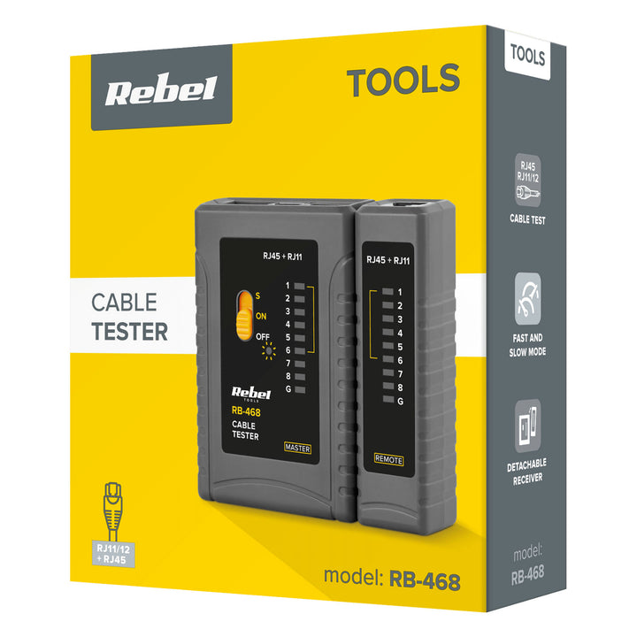 Tester linii telefonicznych RJ11 R12 RJ45 REBEL RB-468