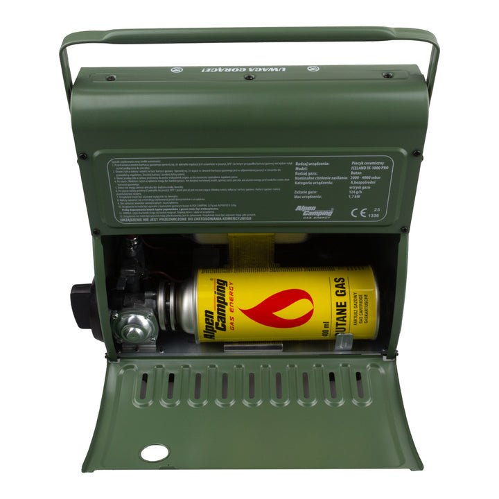 Przenośny piecyk gazowy Alpen Camping, zużycie gazu 124g/h, zapłon piezoelektryczny, IK-1000 PRO, ICELAND