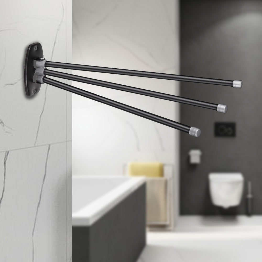Wieszak łazienkowy uniwersalny na ręczniki 3 ramienny czarny