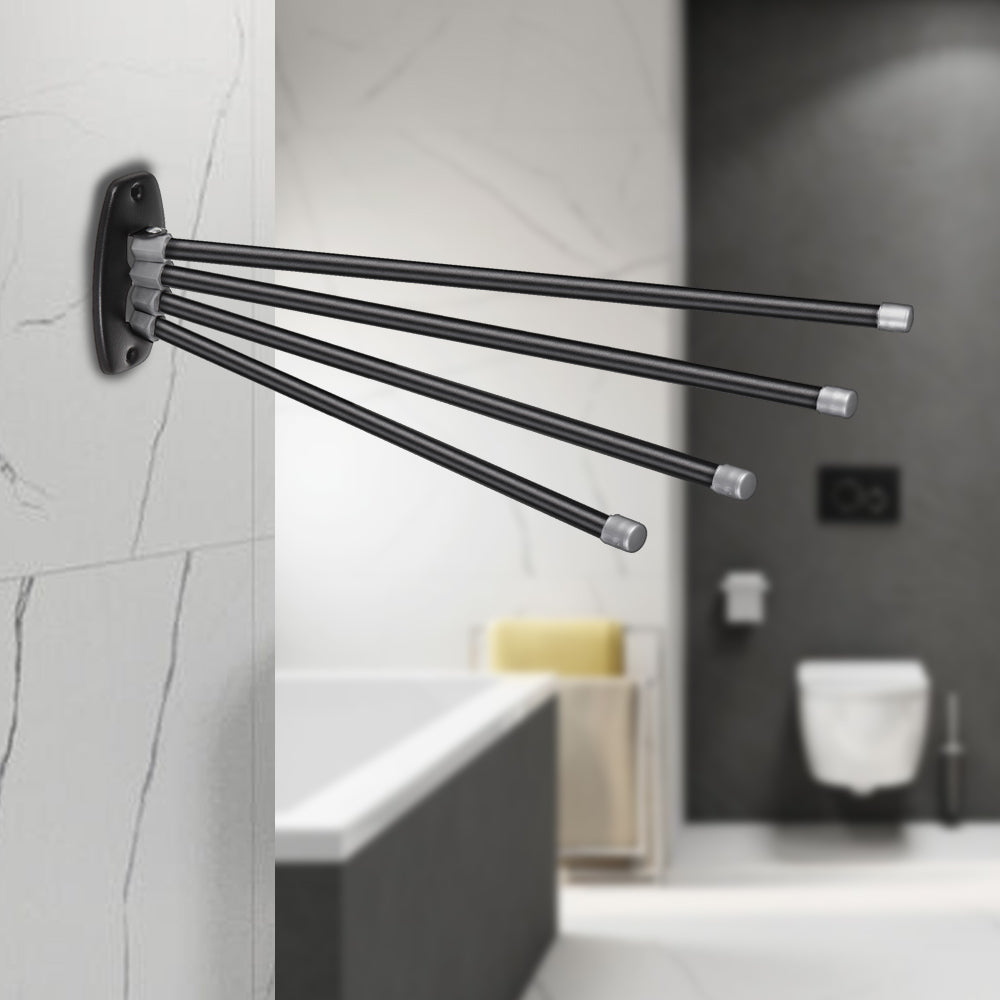 Wieszak łazienkowy uniwersalny na ręczniki 4 ramienny czarny