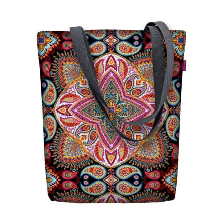 Torba płócienna na ramię, zamek błyskawiczny, wymiary 36x40cm, wzór nadruku Polka