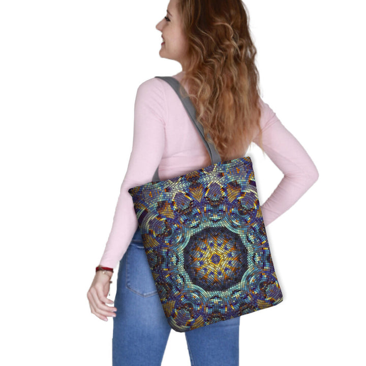 Torba płócienna na ramię, zamek błyskawiczny, wymiary 36x40cm, wzór nadruku Barcelona