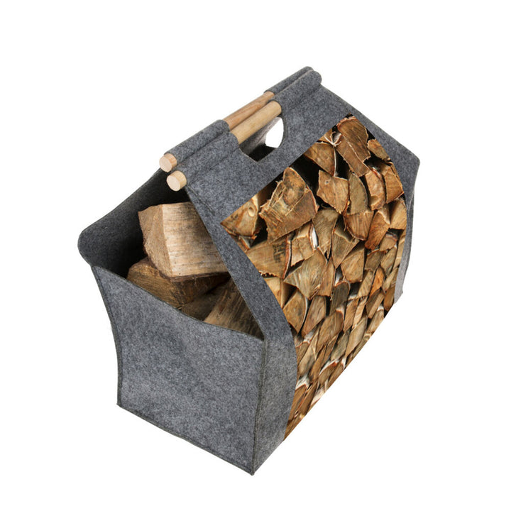 Prostokątna torba na drewno opałowe z uchwytem do przenoszenia, wzór: Polana