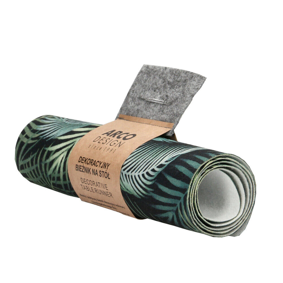 Bieżnik Bertoni, stołowy, ekologiczny filc, wymiary 95x33cm, wzór nadruku Mallorca