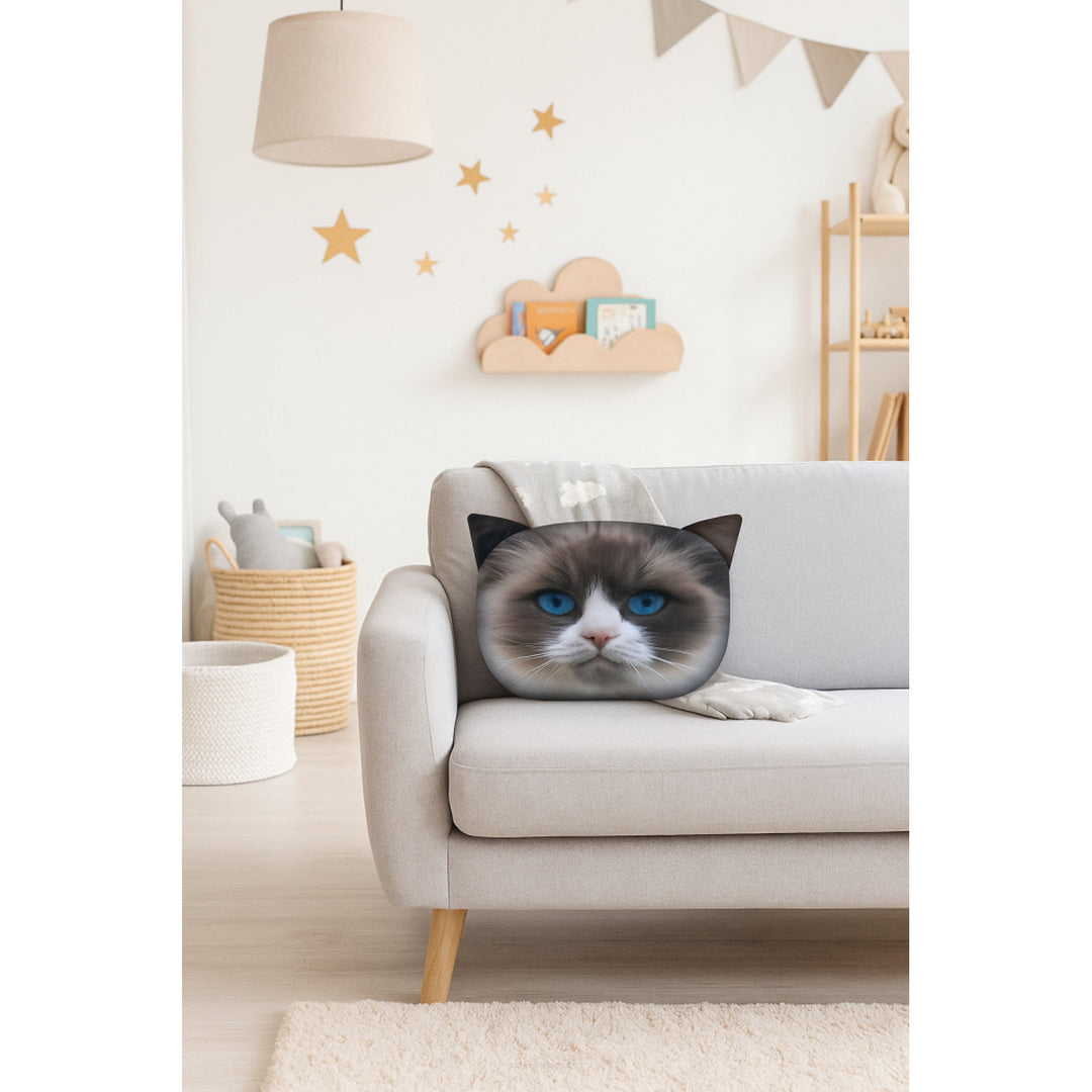 Poduszka dekoracyjna Bertoni Kot Daisy 30x45 cm, welur, nadruk kota, wkład antyalergiczny