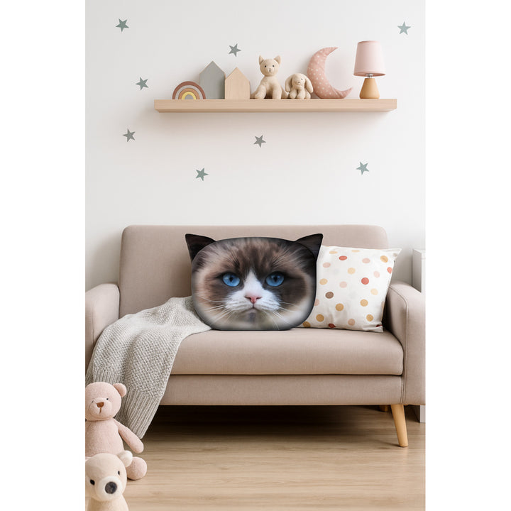 Poduszka dekoracyjna Bertoni Kot Daisy 30x45 cm, welur, nadruk kota, wkład antyalergiczny