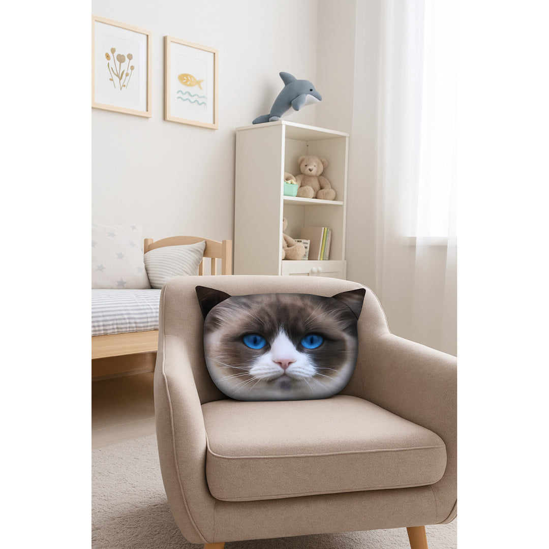 Poduszka dekoracyjna Bertoni Kot Daisy 30x45 cm, welur, nadruk kota, wkład antyalergiczny