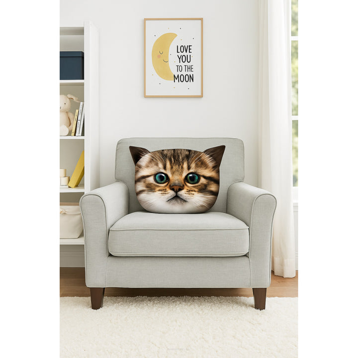 Poduszka dekoracyjna Bertoni Kot Gapcio 30x45 cm, welur, nadruk kota, wkład antyalergiczny