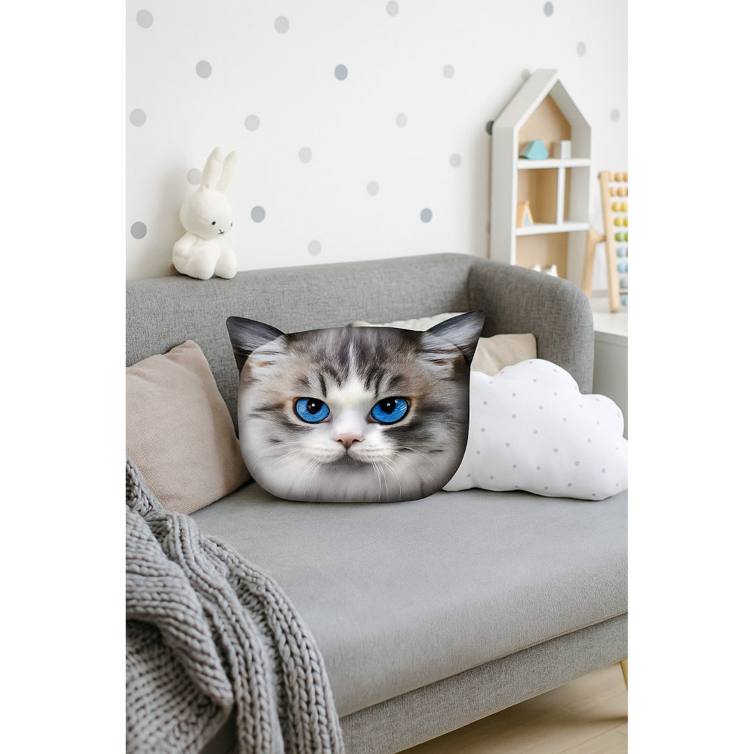 Poduszka dekoracyjna Bertoni Kot Luna 30x45 cm, welur, nadruk kota, wkład antyalergiczny