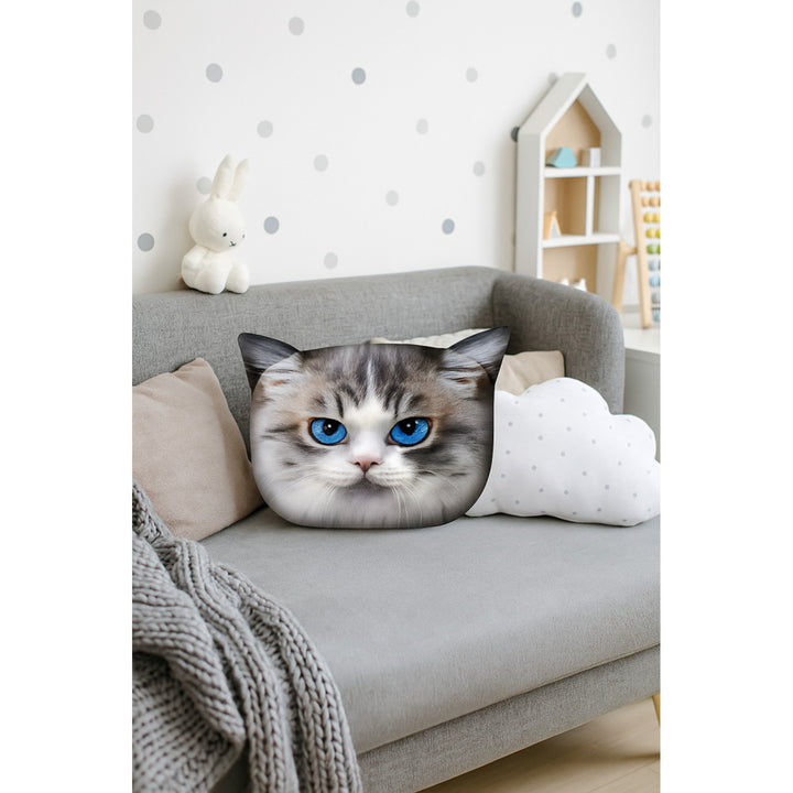 Poduszka dekoracyjna Bertoni Kot Luna 30x45 cm, welur, nadruk kota, wkład antyalergiczny