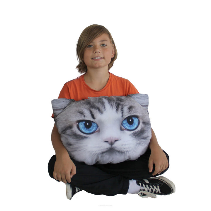 Poduszka dekoracyjna Bertoni Kot Luna 30x45 cm, welur, nadruk kota, wkład antyalergiczny