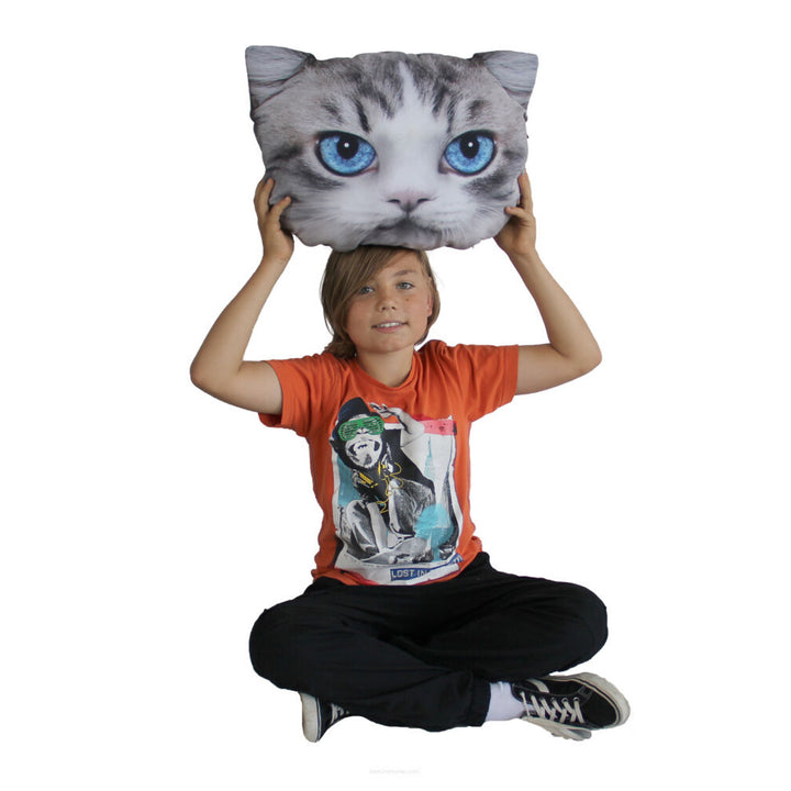 Poduszka dekoracyjna Bertoni Kot Luna 30x45 cm, welur, nadruk kota, wkład antyalergiczny