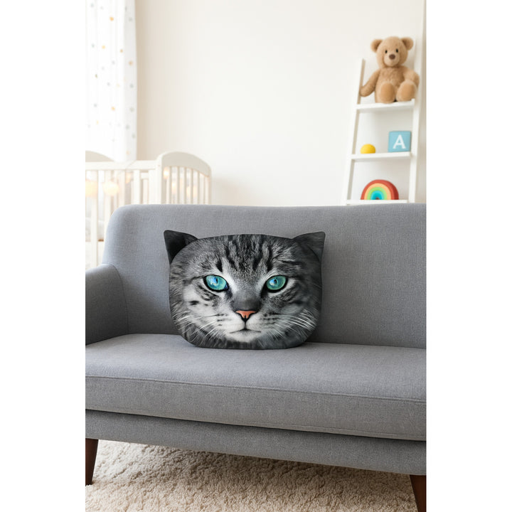 Poduszka dekoracyjna Bertoni Kot Fryc 30x45 cm, welur, nadruk kota, wkład antyalergiczny