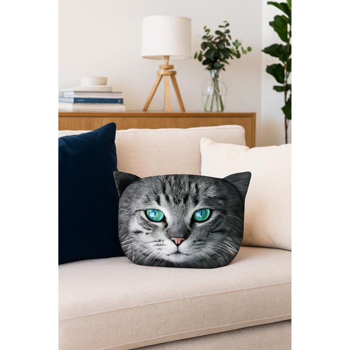 Poduszka dekoracyjna Bertoni Kot Fryc 30x45 cm, welur, nadruk kota, wkład antyalergiczny