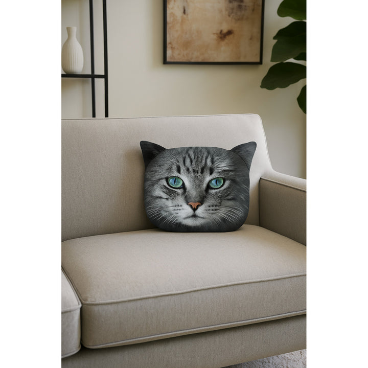 Poduszka dekoracyjna Bertoni Kot Fryc 30x45 cm, welur, nadruk kota, wkład antyalergiczny