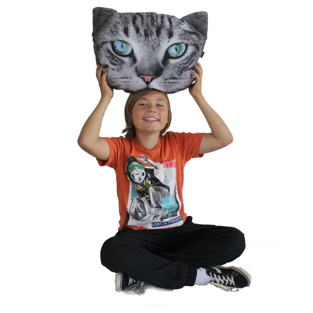 Poduszka dekoracyjna Bertoni Kot Fryc 30x45 cm, welur, nadruk kota, wkład antyalergiczny