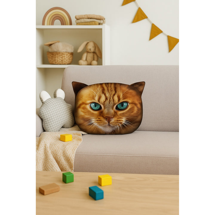 Poduszka dekoracyjna Bertoni Kot Benek 30x45 cm, welur, nadruk kota, wkład antyalergiczny