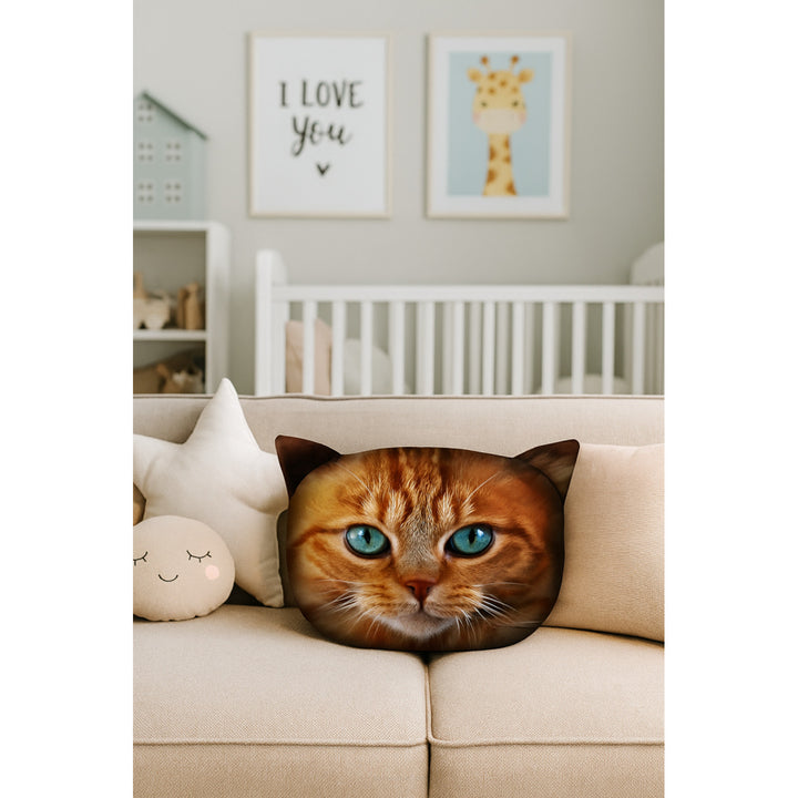 Poduszka dekoracyjna Bertoni Kot Benek 30x45 cm, welur, nadruk kota, wkład antyalergiczny