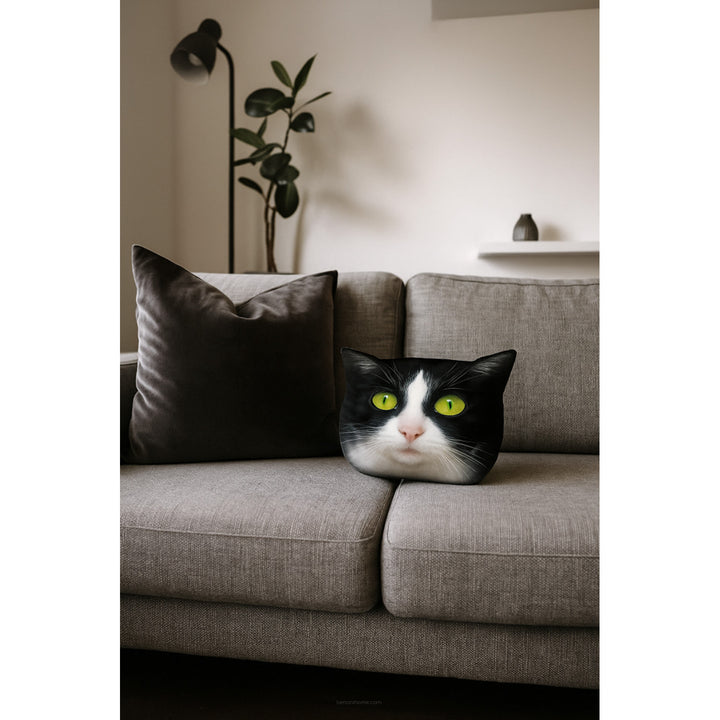 Poduszka dekoracyjna Bertoni Kot Panda 30x45 cm, welur, nadruk kota, wkład antyalergiczny