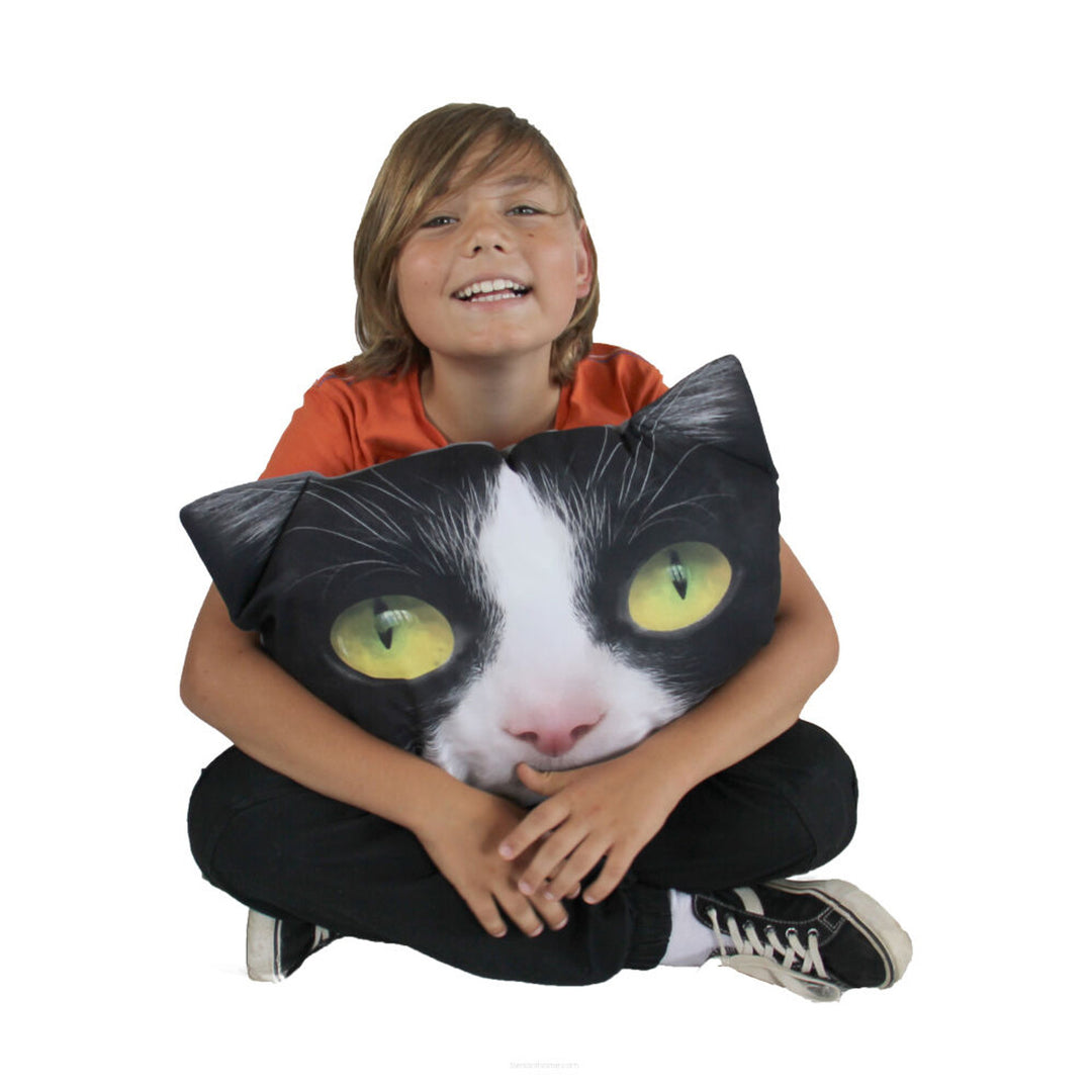 Poduszka dekoracyjna Bertoni Kot Panda 30x45 cm, welur, nadruk kota, wkład antyalergiczny