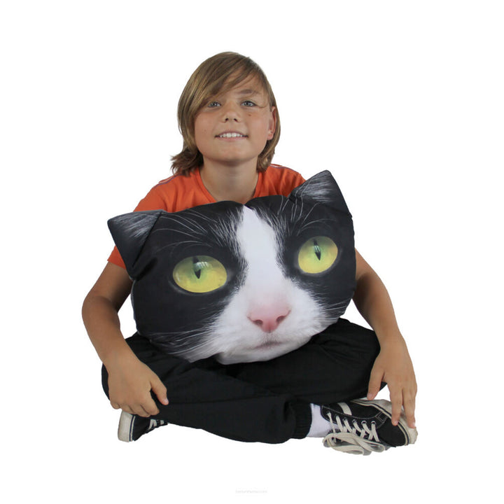 Poduszka dekoracyjna Bertoni Kot Panda 30x45 cm, welur, nadruk kota, wkład antyalergiczny