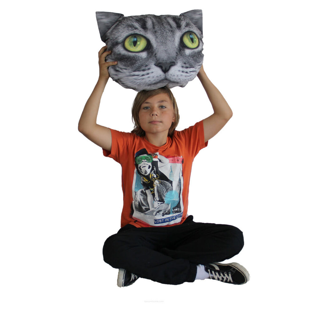 Poduszka dekoracyjna Bertoni Kot Lolek 30x45 cm, welur, nadruk kota, wkład antyalergiczny