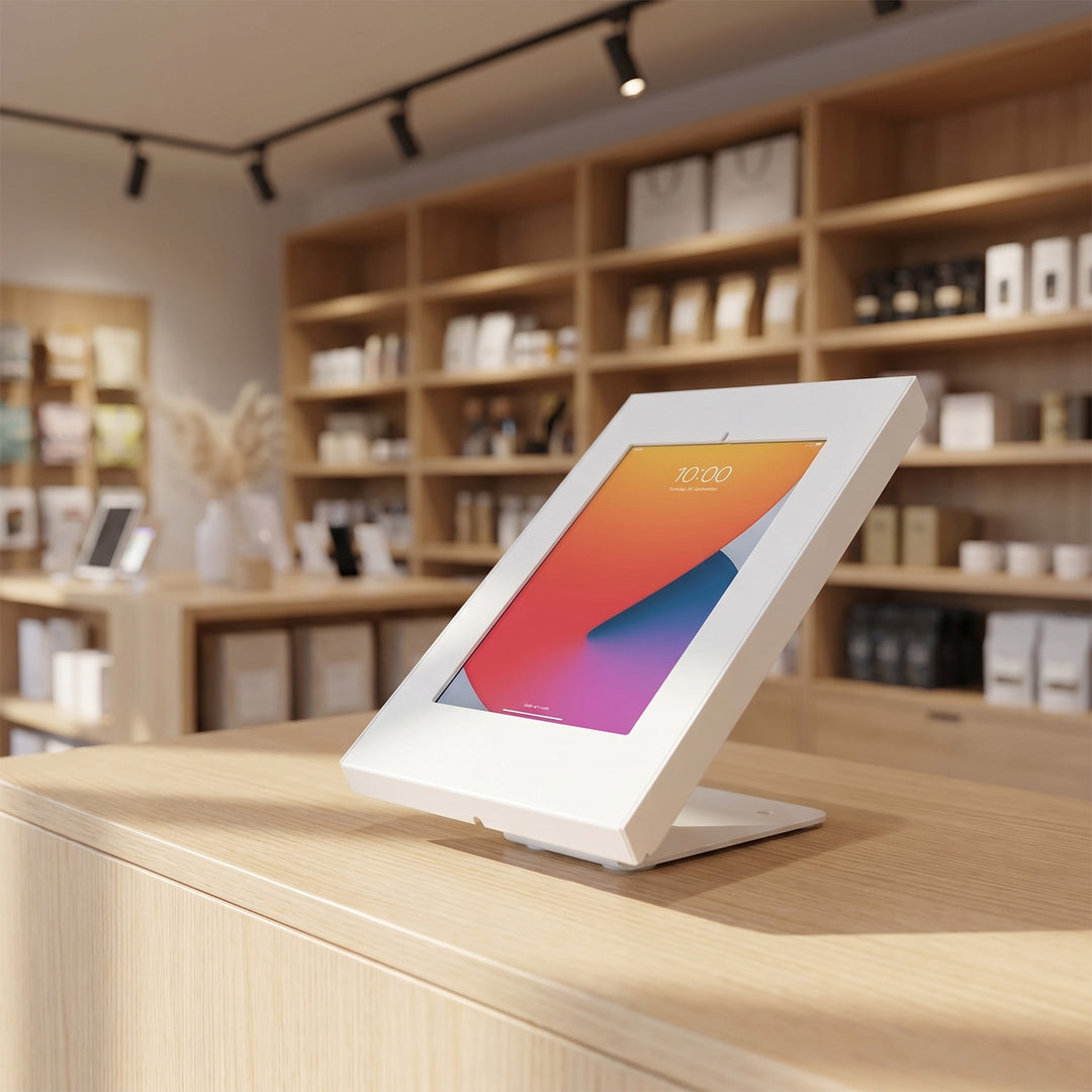 Uchwyt reklamowy do tabletu Maclean, ścienny/biurkowy z blokadą, 9.7"-11", iPad/iPad Air/iPad Pro, Samsung Galaxy Tab A/Tab A7/Tab S6 Lite, MC-475W