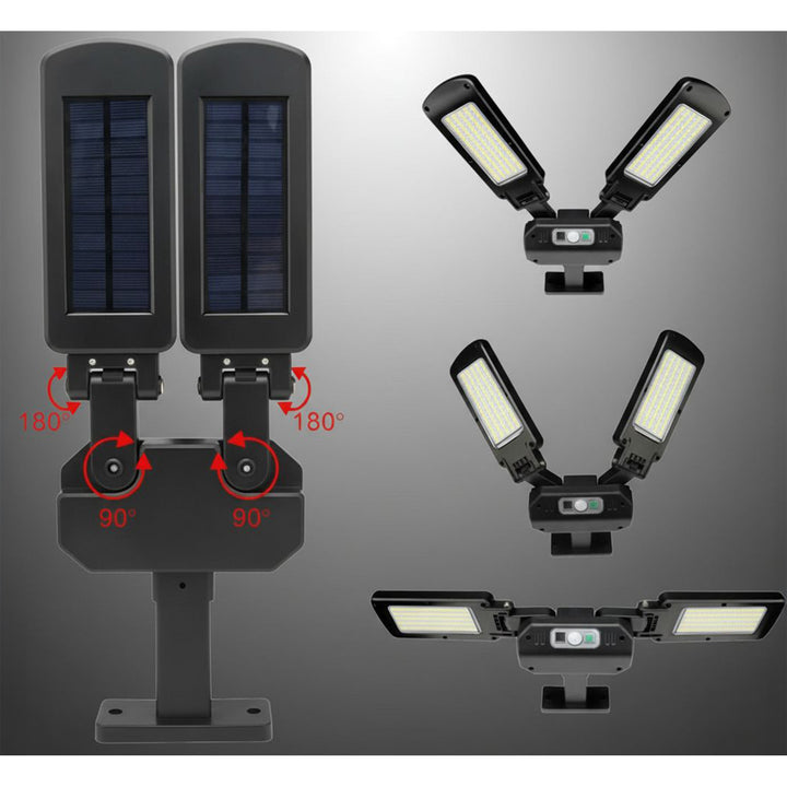 Solarna lampa uliczna LED z czujnikiem ruchu i pilotem Maclean IP54, 5W, 2x450lm, 6500K, Li-ion 2400 mAh, 3 tryby pracy MCE447