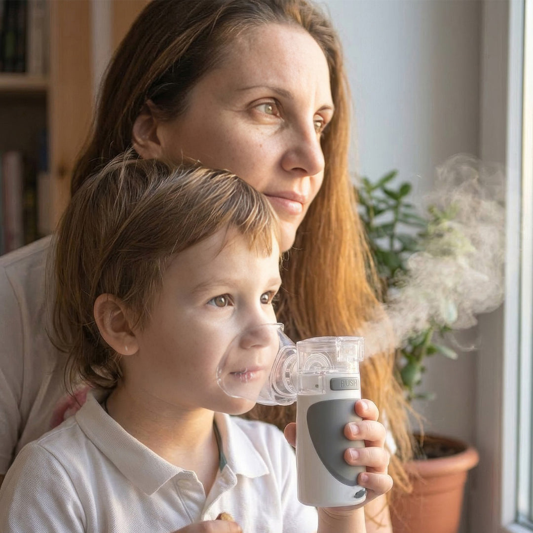 Przenośny / podręczny bezprzewodowy inhalator nebulizator Promedix, zestaw, maski, PR-835