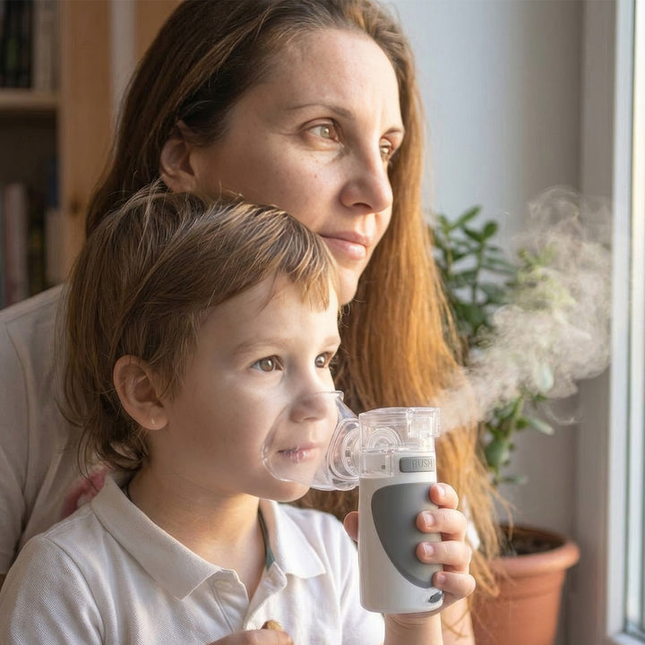 Przenośny / podręczny bezprzewodowy inhalator nebulizator Promedix, zestaw, maski, PR-835