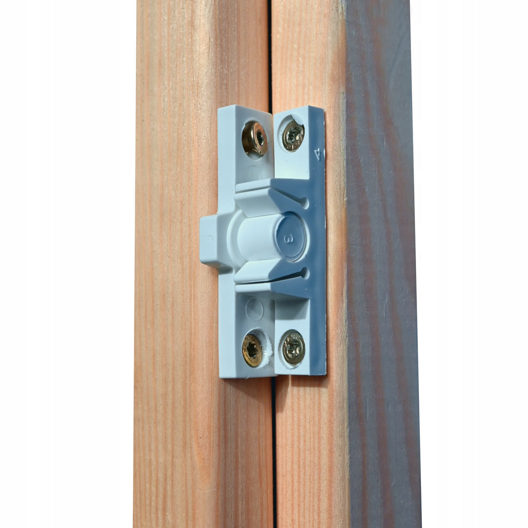 Uchwyt - zatrzask do drzwi moskitier mebli - biały ( opak - 10 szt )